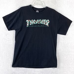 VTG Thrasher Magazine Tshirt Mens L Black Roses Thorns Skate Streetwear Y2K